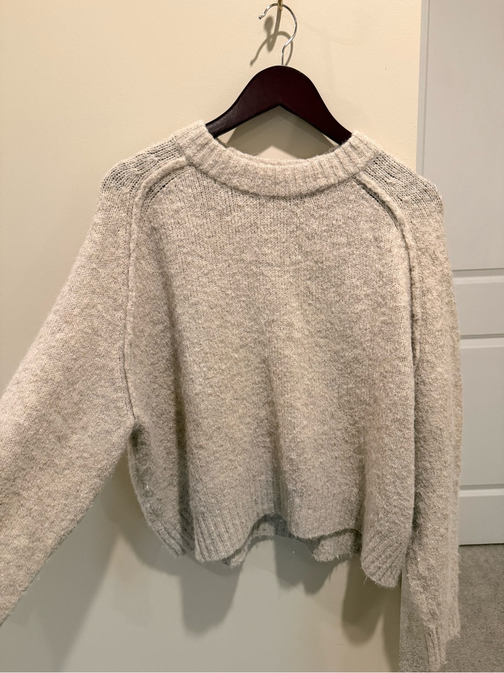 Topshop Textured Crewneck Sweater in Heathered Cream